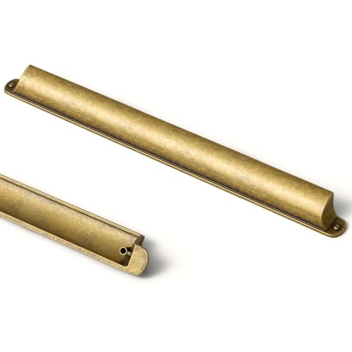 Goo-Ki 6 Pack Bin Cup Pulls Antique Brass Cup Drawer Pulls for Cabinets, 12.6" c-c Vintage Brass Cabinet Cup Pulls Solid Zinc Alloy Kitchen Cabinet Hardware - color: Antique Brass, size: 12.6 Inches Center-Center