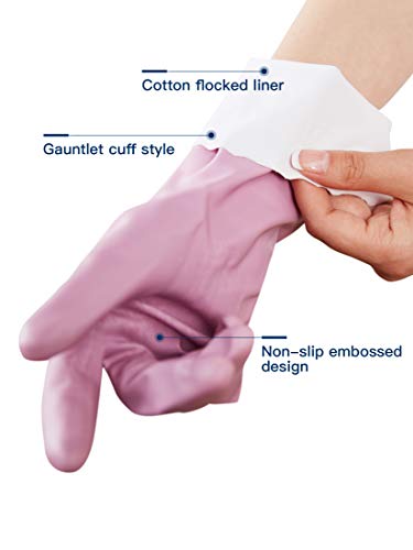 LANON wahoo Cleaning Gloves with Cotton Flocked Liner, Mauve Mist, Small - color: Mauve Mist, size: Small (Pack of 1)