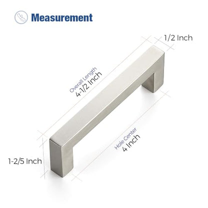 Ravinte Brushed Nickel Square Pulls Cabinet Handles,4 Inch,30 Pack - color: Brushed Nickel, size: 4 Inch Hole Center