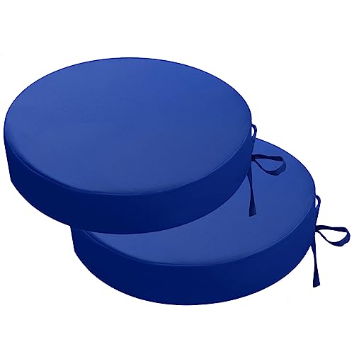 idee-home Outdoor Bistro Chair Cushions Set of 2 Think 15”x15”x 3” - color: A Dark Cerulean, size: 15X3 Inch-Round