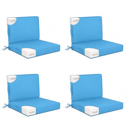 22x22 in Outdoor Foam Deep Seat Cushion Set of 4, Water-Resistant & Fade-Resistant Outdoor Chair Cushions, Replacement for Patio Furniture Deep Seat Sofa & Couch,Lake Blue - color: Lake Blue, size: 22x22x3"/22x18"-4set