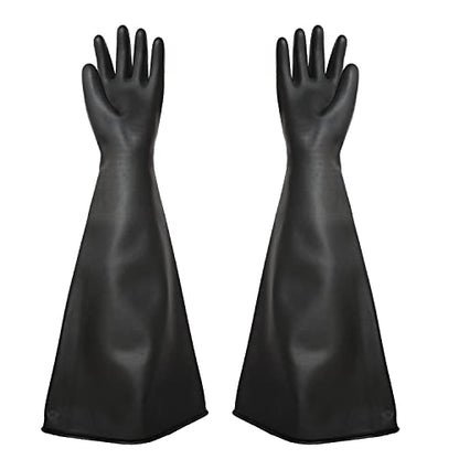 Heavy Duty Sandblasting Gloves Rubber Gloves for Sandblaster Protective Safety Work Black Striped Glove - color: Black 27.5" Gloves