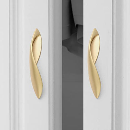 4Pcs Arcuate Pulls Handle Knob,5" C-C Large Modern Elegant Curved Handle Cabinet Pulls,Create a Spatial Aesthetic,S-Shaped Solid Zinc Alloy Drawer Pull (4 Pack, Pearl Gold, 5.0" Hole Centers) - color: Pearl Gold, size: 5.0" Hole Centers
