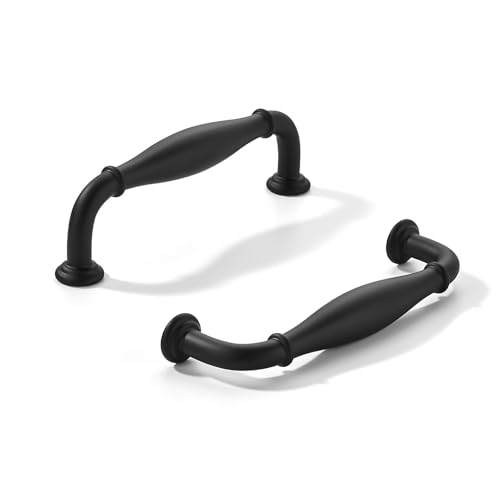khtumeware 10 Pack 3-3/4inch(96mm) Hole Center Black Cabinet Pulls Solid Heavy-Duty Tradition Handles Hardware for Bathroom Dressers Pull cabinets wardrobes Closet Doors - color: Black, size: 3-3/4inch(96mm) hole center