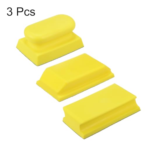 HARFINGTON 3pcs Hand Sanding Blocks Rectangle with Hook and Loop Backing