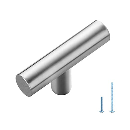 1 Pack Brushed Nickel T Bar Cabinet Knobs 2in Dresser Knobs Single Hole - color: Brushed Nickel, size: 1 Pack, style: Round