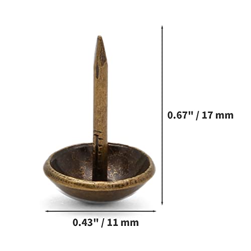 Jiozermi 300 Pcs Upholstery Tacks, Bronze, 7/16'' Round Head - color: Bronze, size: 0.43" x 0.67" / 11 x 17 mm