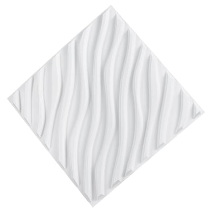 VEVOR 3D Wall Panels, 12-Pack 19.7 x 19.7 in PVC Modern Art Minimalist Wave Tiles, 32 Sq.Ft Coverage Accent Wall Panel, Interior Home Decor for Bedroom, Living & Gaming Room, Matte White