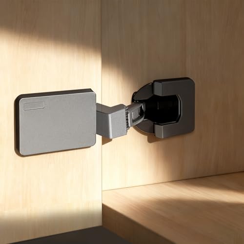 1 Pack 2pcs 35mmBore Frameless Full Overlay Soft Close Ultra Thin Titanium Black Cabinet Door Hinge, 0°-45° Self Closing, 3D Adjustment, Stop at Any Angle from 45° to 105° - color: Full Overlay
