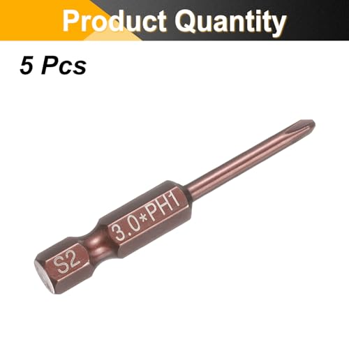 HARFINGTON 5pcs #1 Phillips Screwdriver Bit PH1 1/4" Hex Shank 2" (50mm) Long 0.12" Rod Magnetic Cross Head Drive Drill Bits S2 Steel Industrial Screw Driver Electric Power Tool, Brown - size: PH1 x 2" x 0.12"