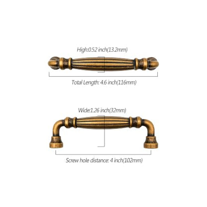 Asidrama 10 Pack 4 inch Brushed Antique Brass Kitchen Cabinet Handles - color: Brushed Antique Brass, size: 4" Hole Center(102mm)