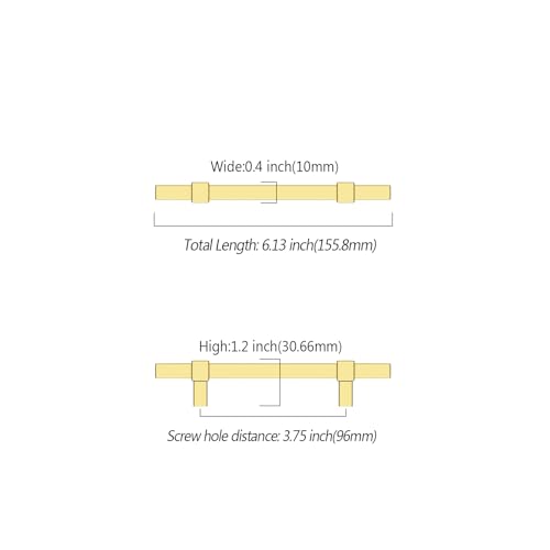 Asidrama 10 Pack 3.75 inch Brushed Gold Kitchen Cabinet Handles - color: Brushed Gold, size: 3.75" Hole Center(96mm)