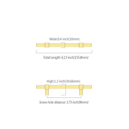 Asidrama 10 Pack 3.75 inch Brushed Gold Kitchen Cabinet Handles - color: Brushed Gold, size: 3.75" Hole Center(96mm)