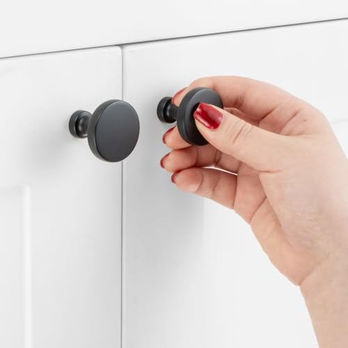 Round Matte Black Cabinet Knobs 1-1/4 Inch 10 Pack K2302 - color: Black, size: Knob-10 Pcs