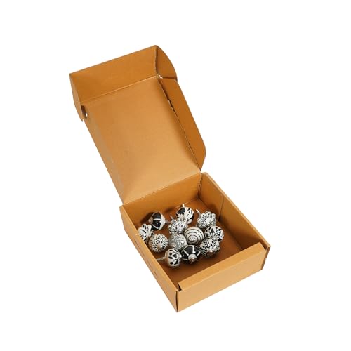 Ceramic Cabinet Knobs Set of 12, Black White Drawer Pulls - color: Black & White