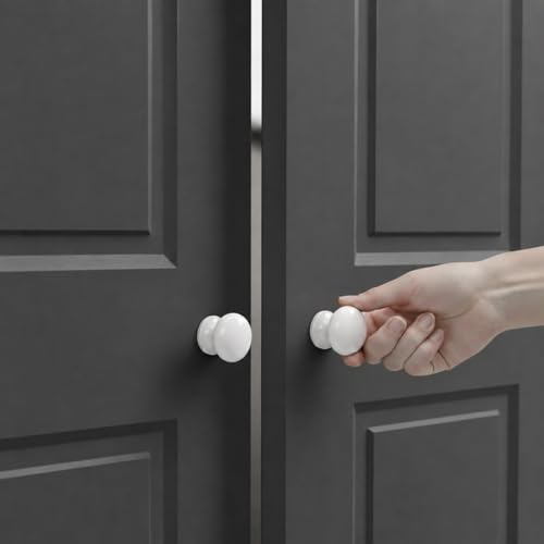 trust4care 2-Pack Ceramic White Wide Base Bifold Closet Cabinet Knobs Pulls - color: White, size: Set of 2
