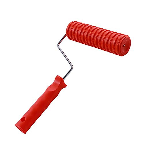 Utoolmart 7" Home Wall Rubber Paint Roller 175mm Wooden Grain Painting Roller with Plastic Handle 1Pcs - size: EG089T