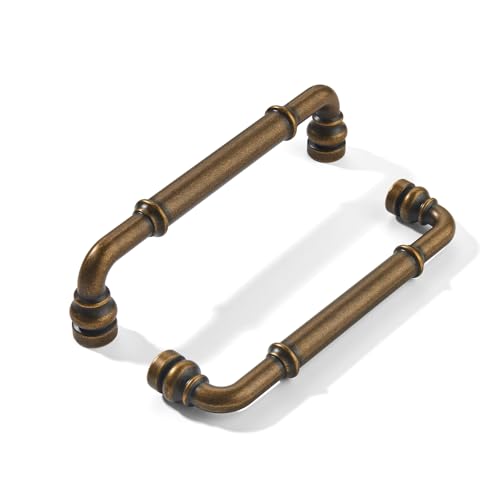 khtumeware 10 Pack Heavy Duty 5" Antique Brass Cabinet Pulls - color: Antique Brass, size: 5"(128mm) Hole Center