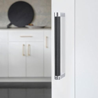 10 Pack 5 Inch(128mm) Matte Black and Polished Chrome Kitchen Cabinet Handles Knurled Cabinet Pulls Black Drawer Pulls Kitchen Hardware - color: Black And Polished Chrome, size: 5'' Hole Center(128mm)