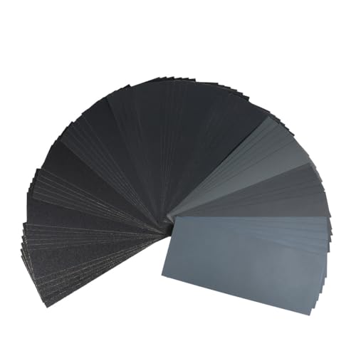 60 Pcs 9x3.6 Inch 10 Grit Mixed Packing Wet and Dry Sandpaper Sheets, Woodworking Furniture/Automobiles/Metal/Lacquer Polishing Sanding Sheets, 80/120/240/400/600/800/1000/1500/2000/3000 Grit - style: Mix 80-3000 Grit