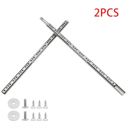 2Pcs 374mm/14.72" Silver Stainless Steel Drawer Slides (1 Pair) - size: 374mm/14.72"