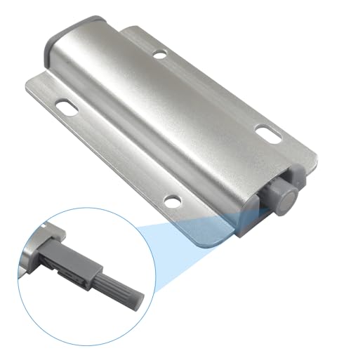 2 Pack Push Open Latch - Aluminum Touch Latch for Cabinet Doors, Drawers & Wardrobesm, No-Knob Hidden Hardware with Strong & Adhesive/Screw Installation (Silver)
