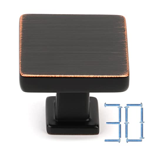 KOOFIZO 30 Pack Oil Rubbed Bronze Cabinet Knobs Square Single Hole Pull K08 - color: Oil Rubbed Bronze, size: Knob 1 - 30Pcs