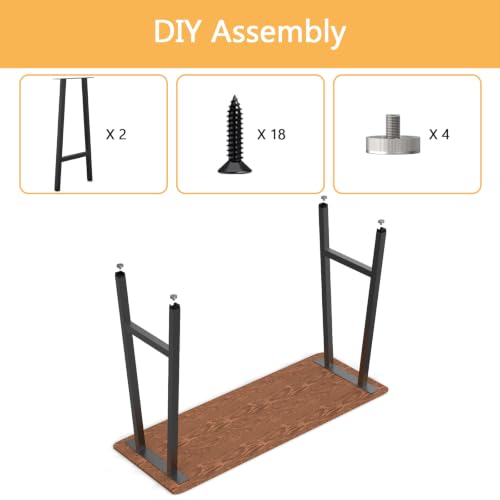 Metal Furniture Legs H-Shape,Black Set of 2, 40H x 20W - size: 40 IN