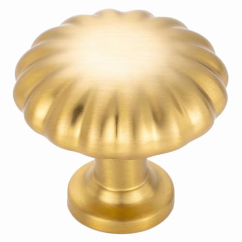 Brushed Gold Cabinet Knobs Round Cabinet Pulls 10 Pack 2510 - color: Brushed Gold, size: Single Hole