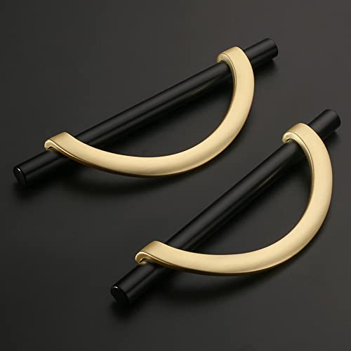 Amerdeco 10 Pack Black Brushed Gold Cabinet Pulls 5 Inch(128MM) Hole Centers Kitchen Cabinet Handles Hardware Kitchen Handles for Cabinets Cupboard Handles Drawer Pulls… - color: Black Brushed Gold, size: 5"/128MM Hole Center, style: 10 Pack