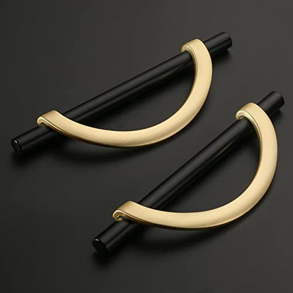Amerdeco 10 Pack Black Brushed Gold Cabinet Pulls 5 Inch(128MM) Hole Centers Kitchen Cabinet Handles Hardware Kitchen Handles for Cabinets Cupboard Handles Drawer Pulls… - color: Black Brushed Gold, size: 5"/128MM Hole Center, style: 10 Pack