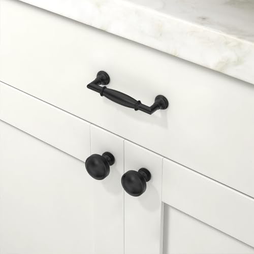 10 Pack Matte Black Cabinet Pulls 3 Inch(76mm) Kitchen Cabinet Handles Cabinet Hardware for Drawer Pulls - color: Matte Black, size: 3" Hole Center