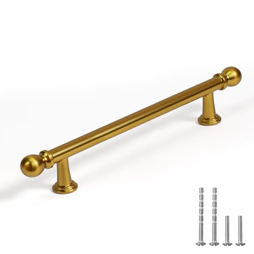 YAGU 6 Pack Champagne Bronze Kitchen Cabinet Handles 5 Inch(128mm) Hole Center Solid Dark Gold Dresser Drawer Pulls Honey Bronze Furniture Hardware for Cupboard Wardrobe Closet Vanity - color: Champagne Bronze, size: 6 Pack, style: 5''/128MM Hole Center
