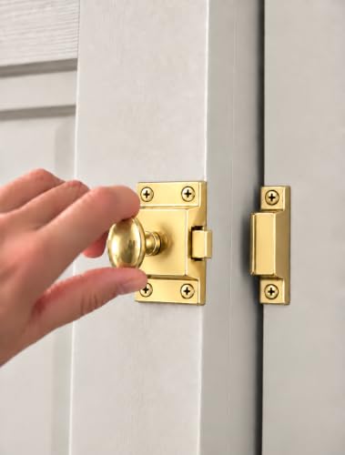 QCAA Traditional Large Oval Turn Cabinet Latch, Solid Brass, 2", for Cupboard & Other Furniture, Polished Brass, 1 Pack, Made in Taiwan - color: Polished Brass, size: 1 Pack