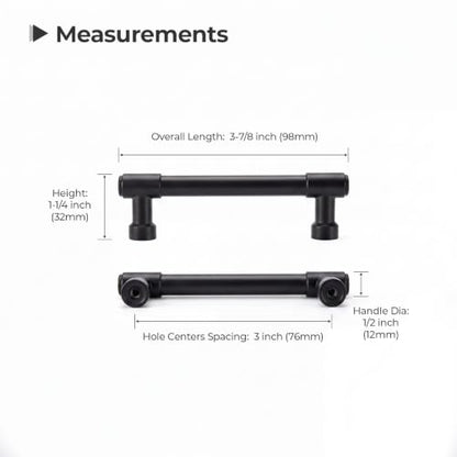 Goldenwarm 10 Pack 3 Inch Black Cabinet Pulls Modern Kitchen & Bathroom Hardware Heavy Duty Zinc Alloy Drawer Handles with Complete Screw Kit Consistent Finish for Whole-Home Renovations - color: Matte Black, size: 3 Inches Hole Center