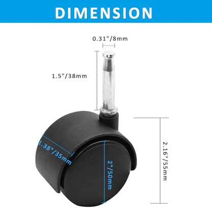 2 Inch Swivel Caster Wheels, M8 Grip Neck Stem, 5pcs - style: 2 Inch-M8 Grip Neck Stem