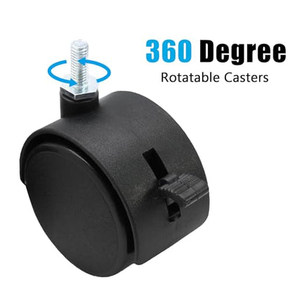 4pcs 2 Inch Swivel Caster Wheels with Brake, M6 Threaded Stem - style: 2 Inch with Brake-M6 Threaded Stem