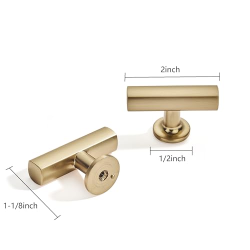 khtumeware 10 Pack 2 Inch 10 Pack Brushed Brass Cabinet Knobs Satin Gold Kitchen Soild Cabinet Knobs Drawer Knobs Cabinet Hardware Zinc Knobs for Dresser Drawers - color: Brushed Brass, size: 1.96"(50mm)Hole Center