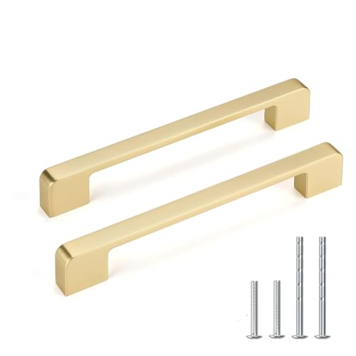 Brushed Gold Cabinet Pulls 6-5/16" Gold Cabinet Handles 10 Pack - color: Brushed Gold, size: 6-5/16 Inch (160 mm) Hole Centers