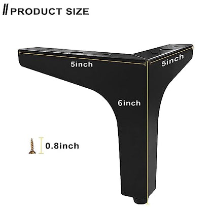 AODIOU Furniture Legs Metal feet: Couch Legs 6 Inch Sofa Cabinet Legs Replacement Black Legs for Furniture Set of 4 - color: Black, size: 6'' / 15cm(4PCS)
