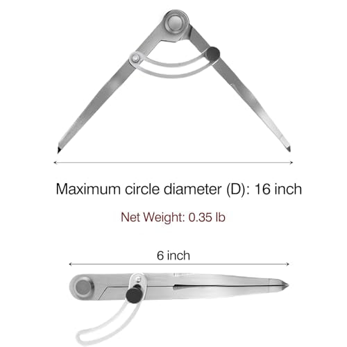6 inch Metal Compass Scribe, Alloy Professional Woodworking Compass with Wing - size: 6 inch without pencil holder