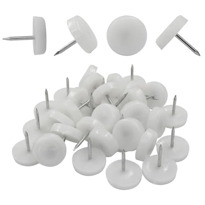 Zorfeter 50pcs 18mm White Nail in Furniture Glides - size: 18mm