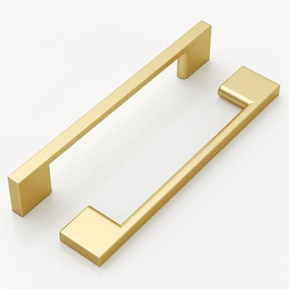 9BUILD 10 Pack Gold Cabinet Pulls - 5 Inch Handles for Drawer & Cabinet - color: Brushed Gold, size: 5"/128MM Hole Center, style: 10 Pack