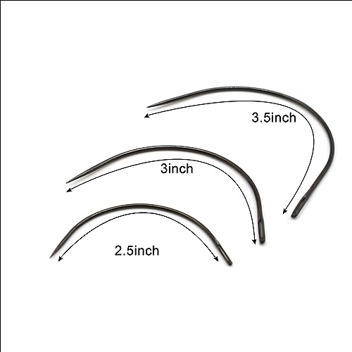 GlamorDove Sewing Tool 10Pcs Curved Needles 2.5inch Wig Making Hand Sewing Accessories Thread Sew in Weave Tool for Hair Weft Upholstery Carpet Leather Canvas Repair Needles Hair Extensions
