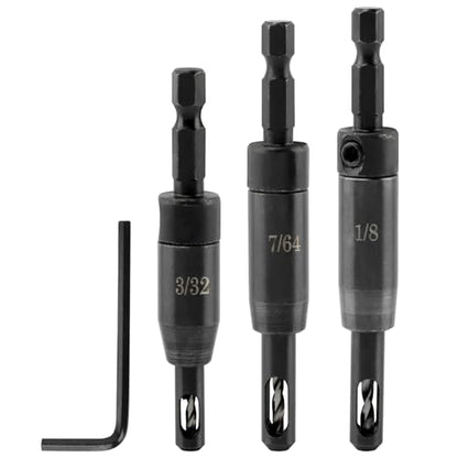 3-Piece Self Centering Drill Bit Set, Ultra-Hard Steel VIX Bit with Hex Key