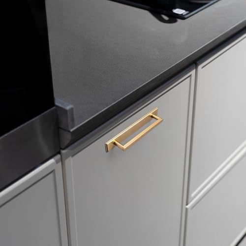 Goo-Ki 2 Pack 5'' Center to Center Champagne Bronze Cabinet Handles with Backplate Modern Kitchen Drawer Pulls with Subtle Curves - color: Champagne Bronze, size: 5" Center to Center