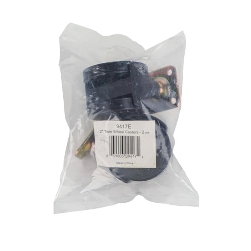 Shepherd Hardware 9417 2-Inch Office Chair Caster, Twin Wheel, 1-1/2-Inch Sq. Plate, 75lb Load Capacity, 2-Pack,Black - style: 2" wheel, 1-1/2" Sq. plate