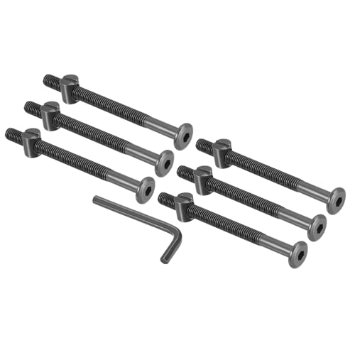 PATIKIL M8 x 100mm & M8 x 18mm Bunk Bed Bolts, 6 Pack Hex Drive Socket Cap Barrel Screws Bolt Nuts Assortment Kit with 1Pcs Wrench for Furniture Bed, Zinc Color - size: M8x100mm