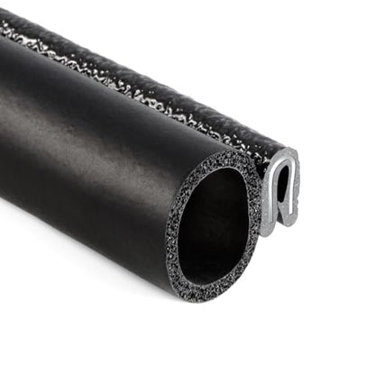 TRIM-LOK Trim Seal, Edge Trim with Side Bulb, Fits 0.625-Inch Bulb, 1/16-Inch Edge, 3/8-Inch Leg, 25-Foot Length, Black Pebble Finish, Flexible PVC Plastic Trim with EPDM Rubber Weather Stripping - style: 0.625" Bulb, 1/16" Edge, 3/8" Leg, 25 Feet