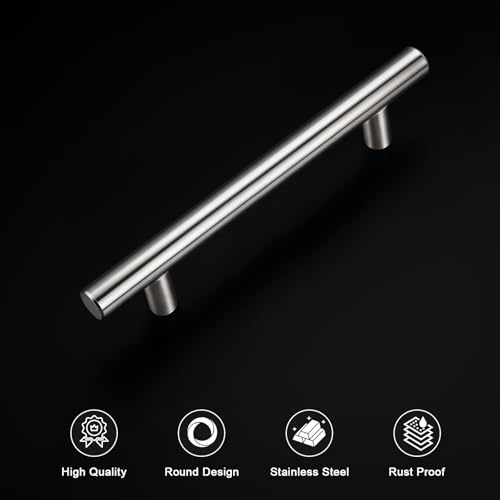 Gobrico 5 Pack 3-3/4 Inch (96mm) Hole Center Cabinet Pulls, Brushed Nickel Cabinet Handles, Stainless Steel Kitchen Cabinet Handles, Silver Satin Nickel Kitchen Drawer Pulls, 6'' Overall Length - color: Brushed Nickel, size: 3-3/4 Inch Hole Center